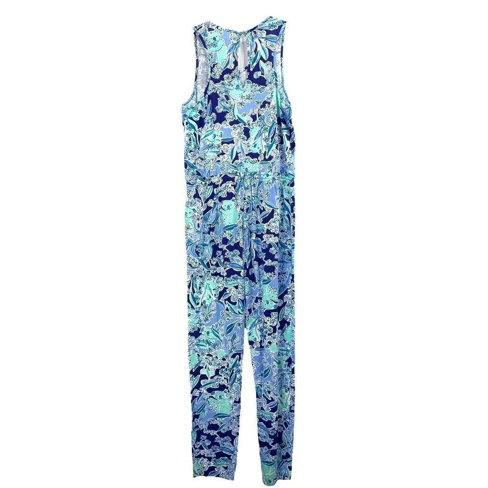 Lilly Pulitzer Vala printed‎ Jumpsuit Girls Sz XL Royal Purple Koalafications